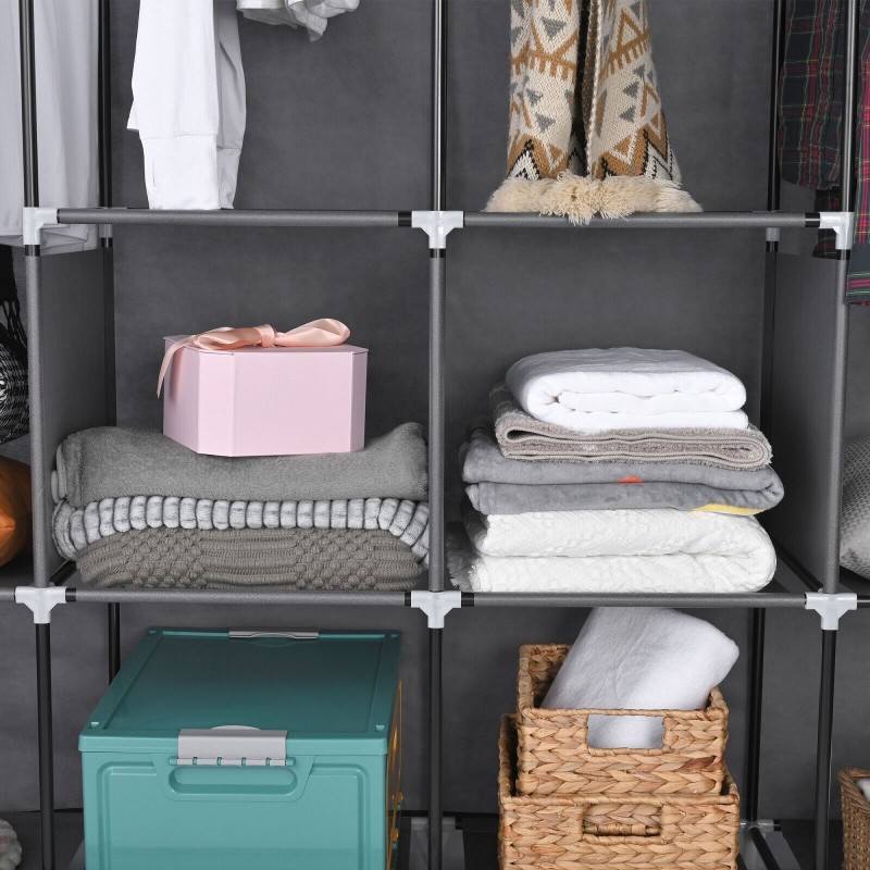 Portable Fabric Closet Wardrobe Roll-Up Door Clothes Rack Storage Organizer New