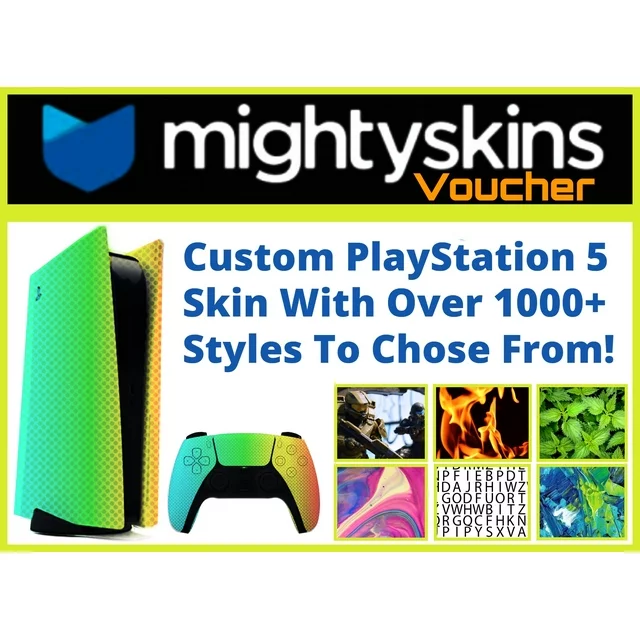 Sony PlayStation 5 (PS5) Digital Console Slim Edition W/ Mightyskins Custom Skin Code Voucher - Bundle