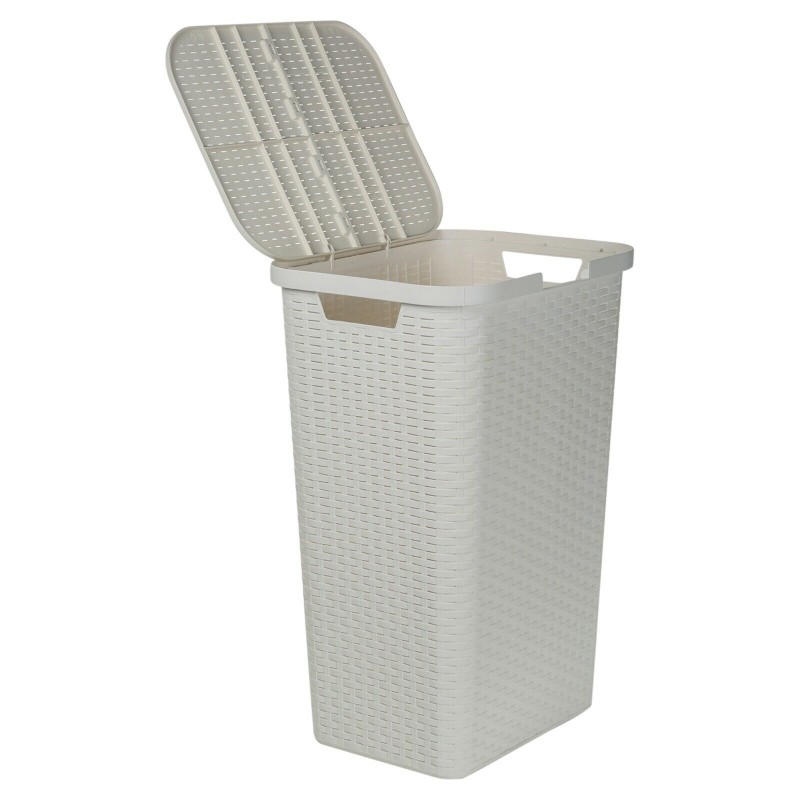 60L Large Plastic Rattan Style Laundry Clothes Storage Washing Bin Basket Hamper