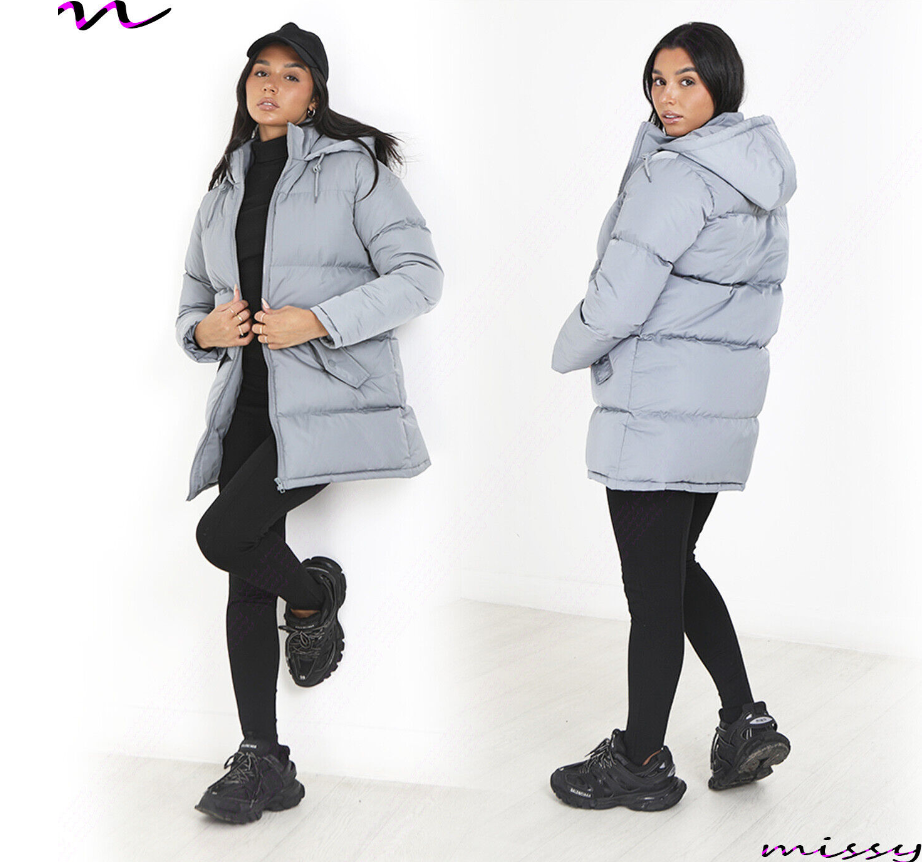 NEW Womens LADIES LONG PUFFER PARKA JACKET Quilted WINTER COAT Size 8-16 SH