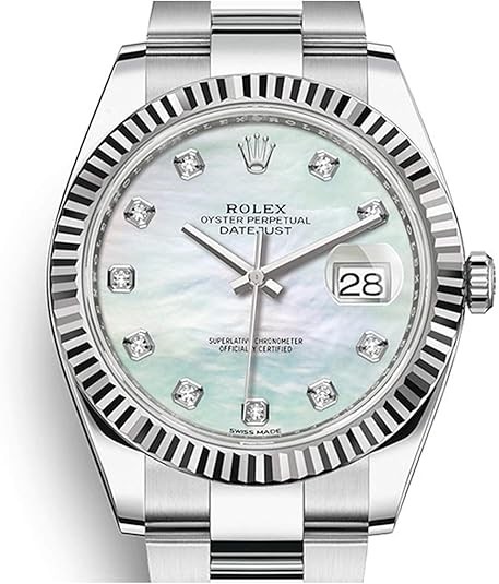 Rolex Datejust 41 Automatic White Mother of Pearl Diamond Dial Men's Watch 126334MDO
