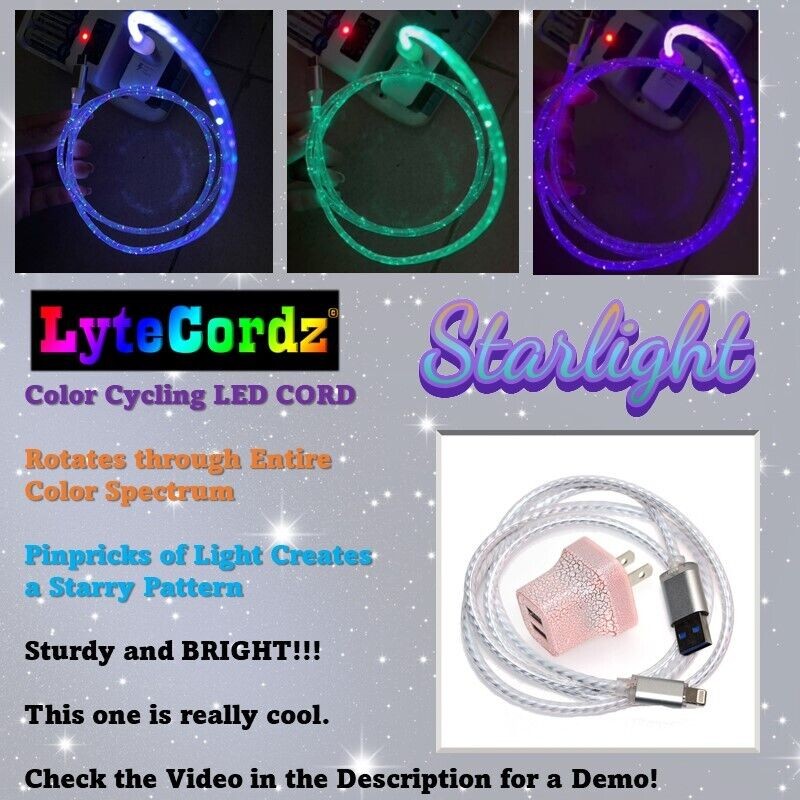 LED Light Up Charging Charger Cable USB Data Cord iPhone Android Type C Phone