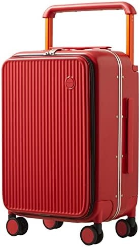 Mixi Carry On Luggage 20'' Suitcase with Front Laptop Pocket, Wide Handle Rolling Travel Suitcases PC Hardshell with Aluminum Frame Spinner Wheels & TSA Lock, Carry-On Luggage(Red)