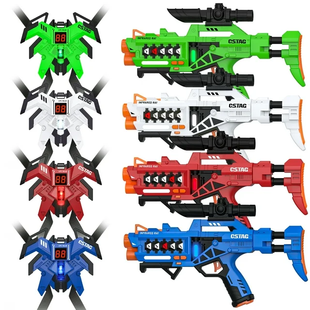 HopeRock Laser Tag Sets For Kids,Set of 4 Infrared Laser Tags and Vests Toys,Arcade Gifts for Boys Age 8-12