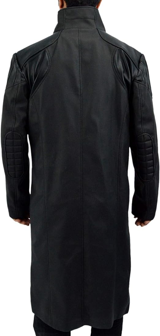 F&H Men's Gaming Genuine Leather Deus Trench Coat
