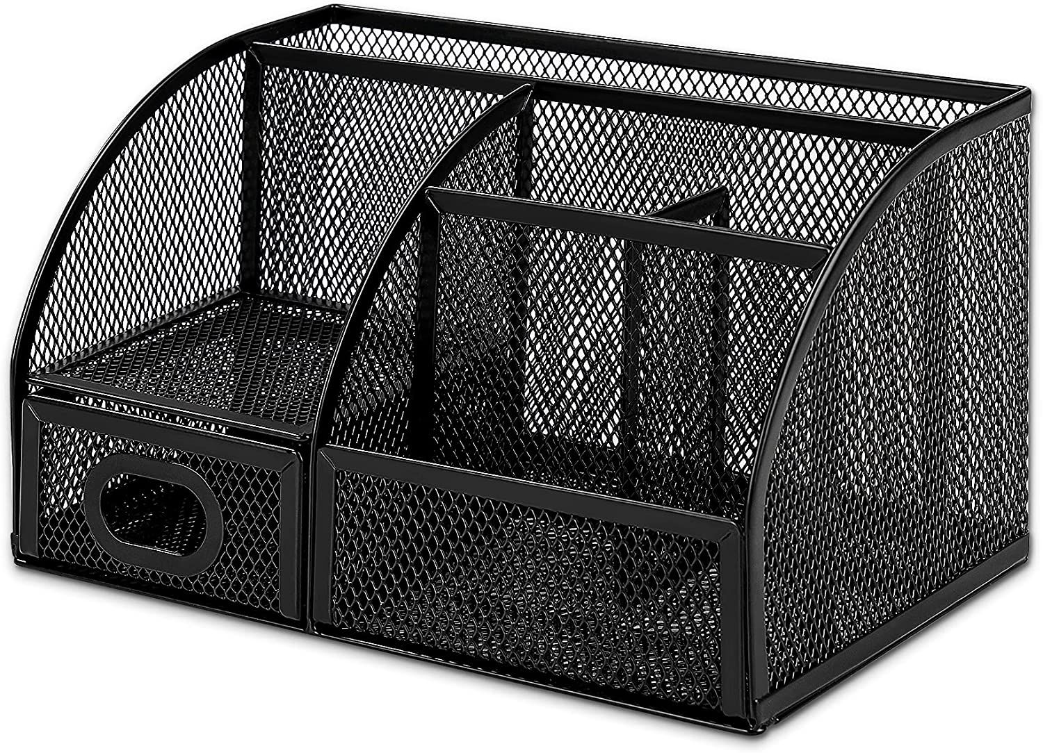 Basics Mesh Pen Holder and Organizer 9.1" x 5.9" x 5.5', Black