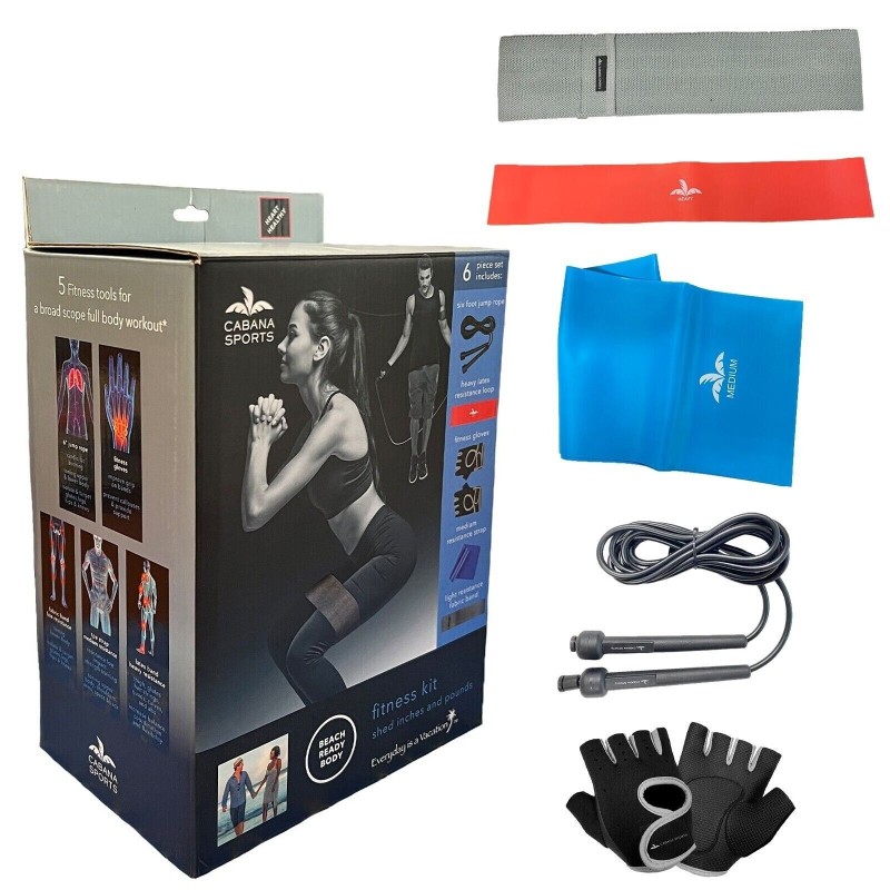 5 Pack Workout Equipment Set Resistance Bands Straps Fitness Gloves Jump Rope