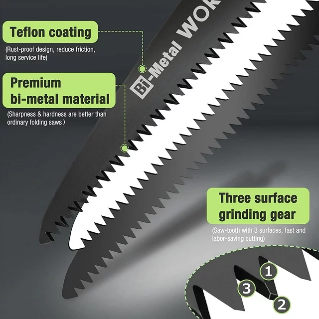 WORKPRO Folding Saw, Small Hand Pruning Saw with 7 Inch Blade - Portable Camping Saw with Triple Cut Teeth for Trees Trimming Branches Cutting Gardening Hunting, Push Button Lock
