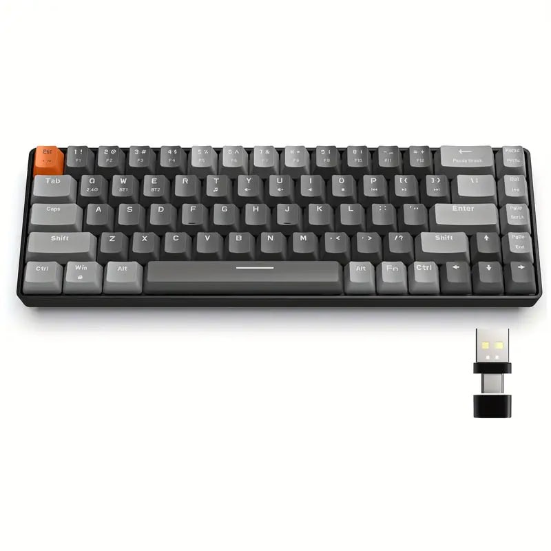 K68 60% Wireless Mechanical Keyboard, Wireless 5.0/2.4GHz With Dual Mode 2-in-1 Receiver, Compact 68-Key Hot Swappable Gaming Keyboard For PC Mac Xbox Smartphone
